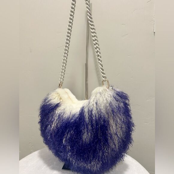 Genuine Mongolian Lamb Fur Handmade Half Moon Hobo Bag/Shoulder Bag/Crossbody - Picture 6 of 17